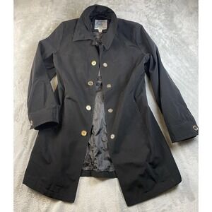 Esprit Trench Coat Women's Black Y2K Rain Jacket Lightweight Lined Size Large
